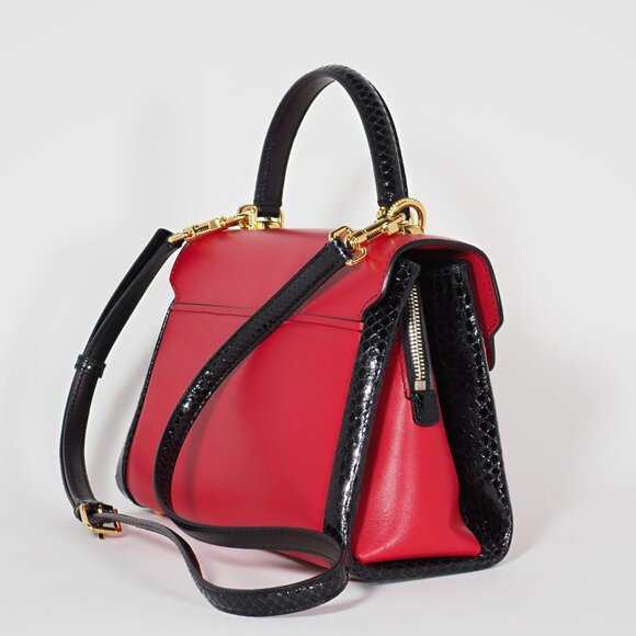 Dolce & Gabbana Red Leather Top Handle Shoulder Bag with Gold Hardware - Picture 6 of 15